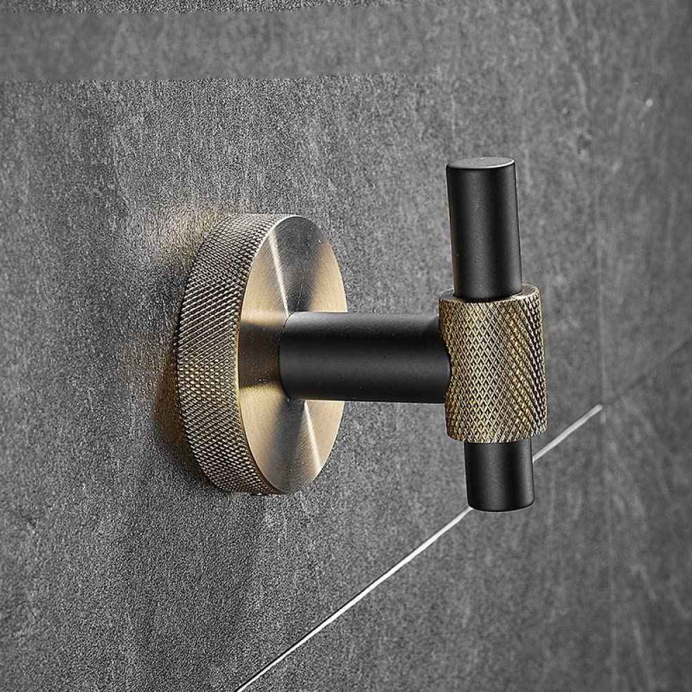 Juego de accesorios de baño de acero inoxidable negro y dorado con toallero