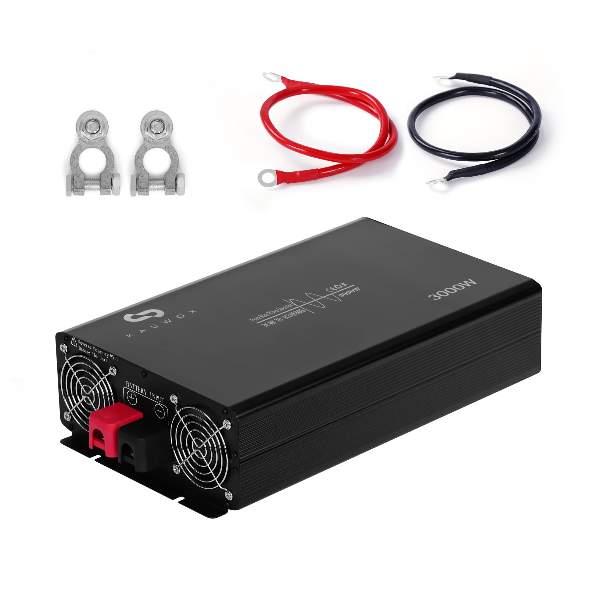 KAUWOX 12V 3000W Solar & Wind Power Pure Sine Wave Inverter, 6000W Peak Power 12V DC to 110V AC Converter with LCD Display for Home, RV, Truck, Off-Grid 3000 Watt 12 Volt Solar & Wind Power Inverter