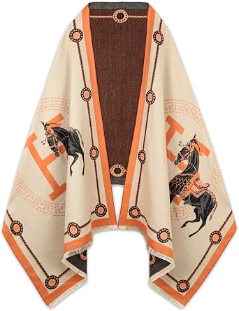 EXTREE Scarfs for Women Pashmina Silky Shawl Wrap for Evening Dressing Blanket Open Front Poncho Cape