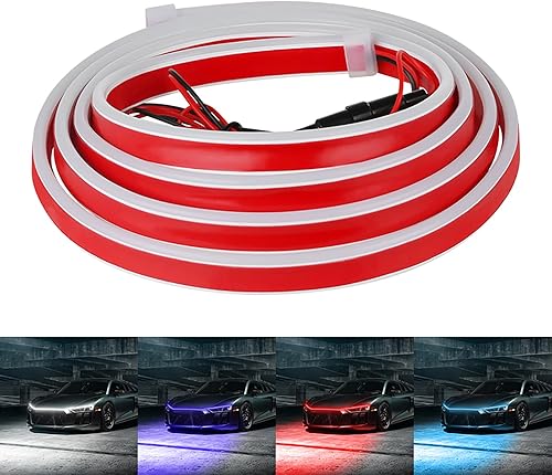 Miniatura 8 de Tira de luz LED para capó de coche, 71 pulgadas, luz amarilla, flexible, para correr durante el día, inicia la luz de escaneo para automóviles,