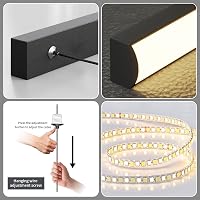 Mikeru LED Függőlámpa Spirál Dizájn 100 cm - Fekete Étkezőasztal Csillár Távirányítóval, Fényerő és Színhőmérséklet Szabályozás, 36W 6