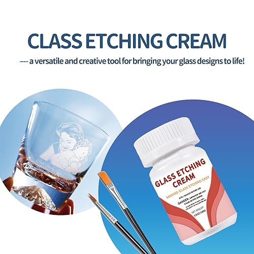 Miniatura 2 de Crema de grabado para vidrio, espejos, cerámica, porcelana, mármol y pizarra, para fabricantes, creadores, artesanos, aficionados al bricolaje de