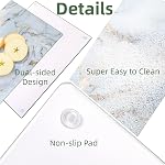 WRINGKIT Set of 2 Marble Glass Cutting Board, 16"L x 12"W Decorative Tempered Chopping Board, Scratch-resistant Sturdy Cheese Appetizer Board Coffee Bread Holder for Kitchen, Easy to Clean