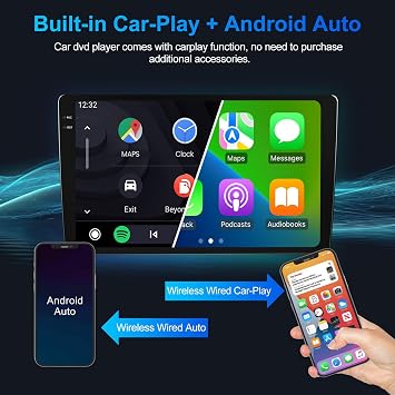 Android Car Stereo for Fiat Grande Punto Linea 2007-2012,9 inch IPS Touchscreen with Upgrade Wireless CarPlay & Android Auto,WiFi/GPS,Support SWC and Subwoofer,4-Core 1+32G