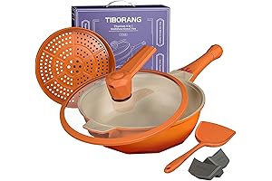 Tangerine Non-Stick Wok with Steamer Basket