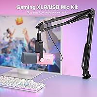 Vista 2 de FIFINE XLR Gaming Microphone USB, PC Dynamic Microphone Kit for Vocal, Recording, Podcast, Streaming RGB Mic with Headphone Jack, Mute Button, Boom
