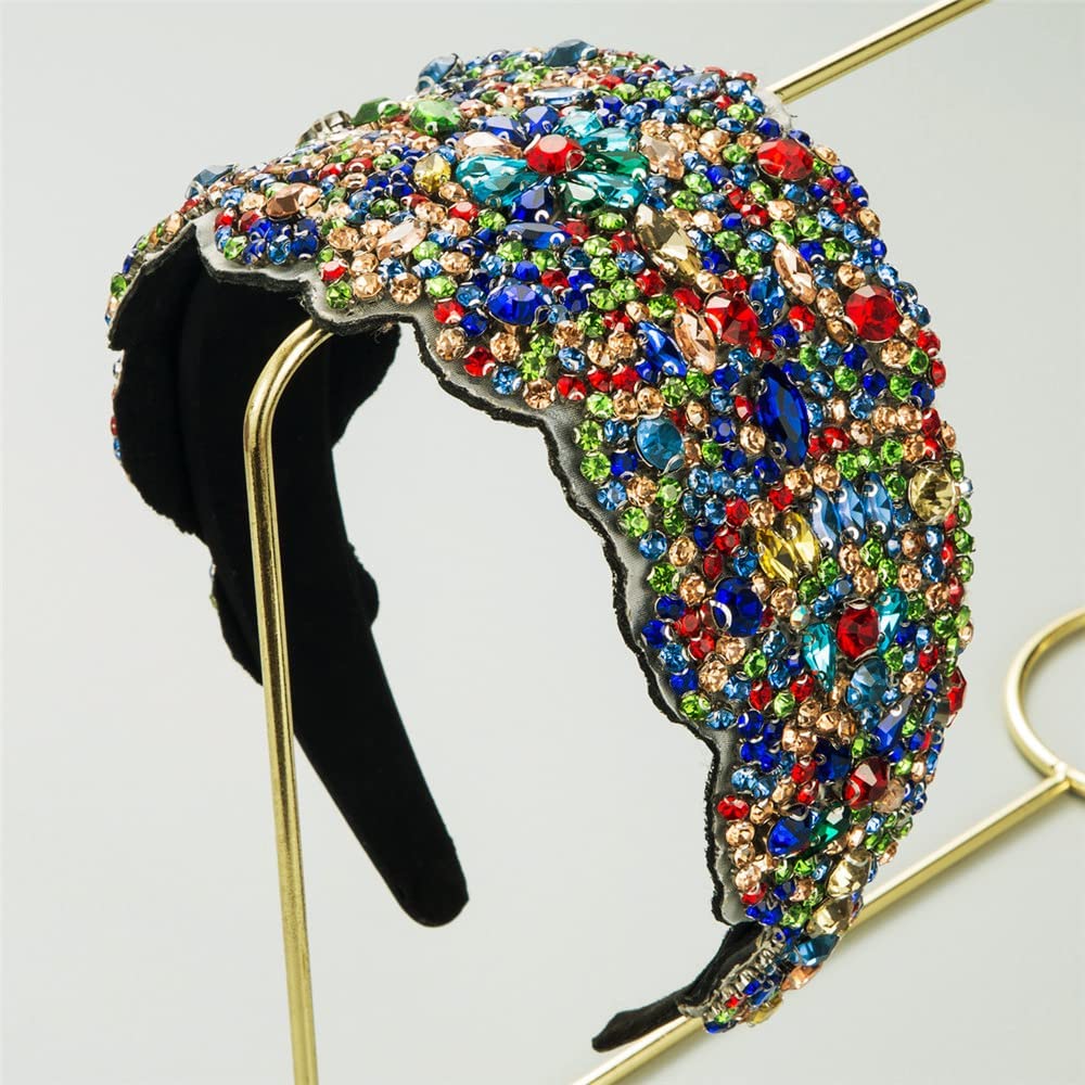 QTMY Diademas de cristal de diamantes de imitación para mujer,Accesorios de aro para el cabello, joyería para la cabeza, 562Colorful