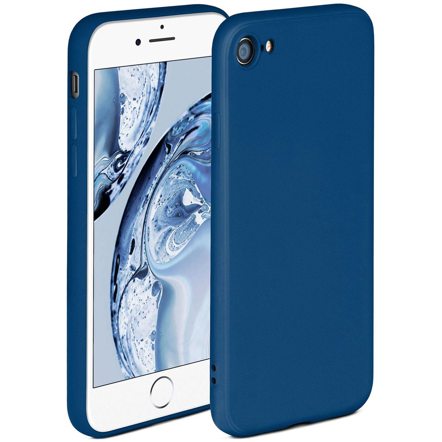 ONEFLOW Cover TPU Per IPhone 7/8 - Effetto Alluminio Spazzolato, Rossa, Antiscivolo, Bordi Rialzati