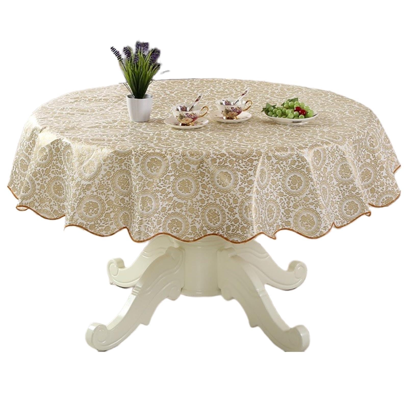 Nappe de table ronde en PVC anti-huile finie la corvée de nettoyage