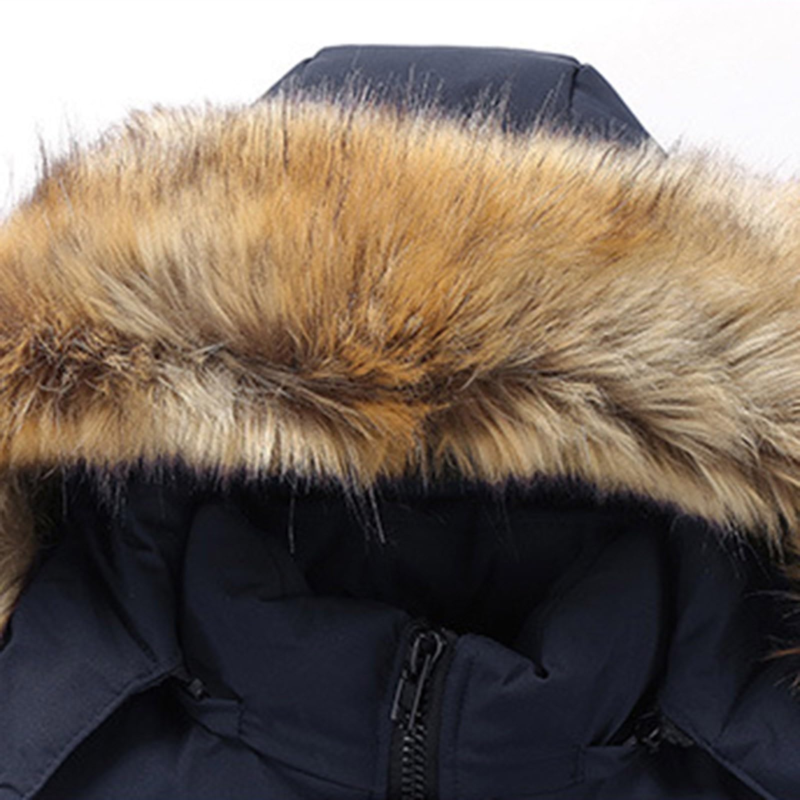 Piumino per bambini con cappuccio in pelliccia e tasche, tinta unita, giacca invernale, impermeabile, comodo, morbido, giacca a vento, giacca con cappuccio, leggera, alla moda, per attività all'aria