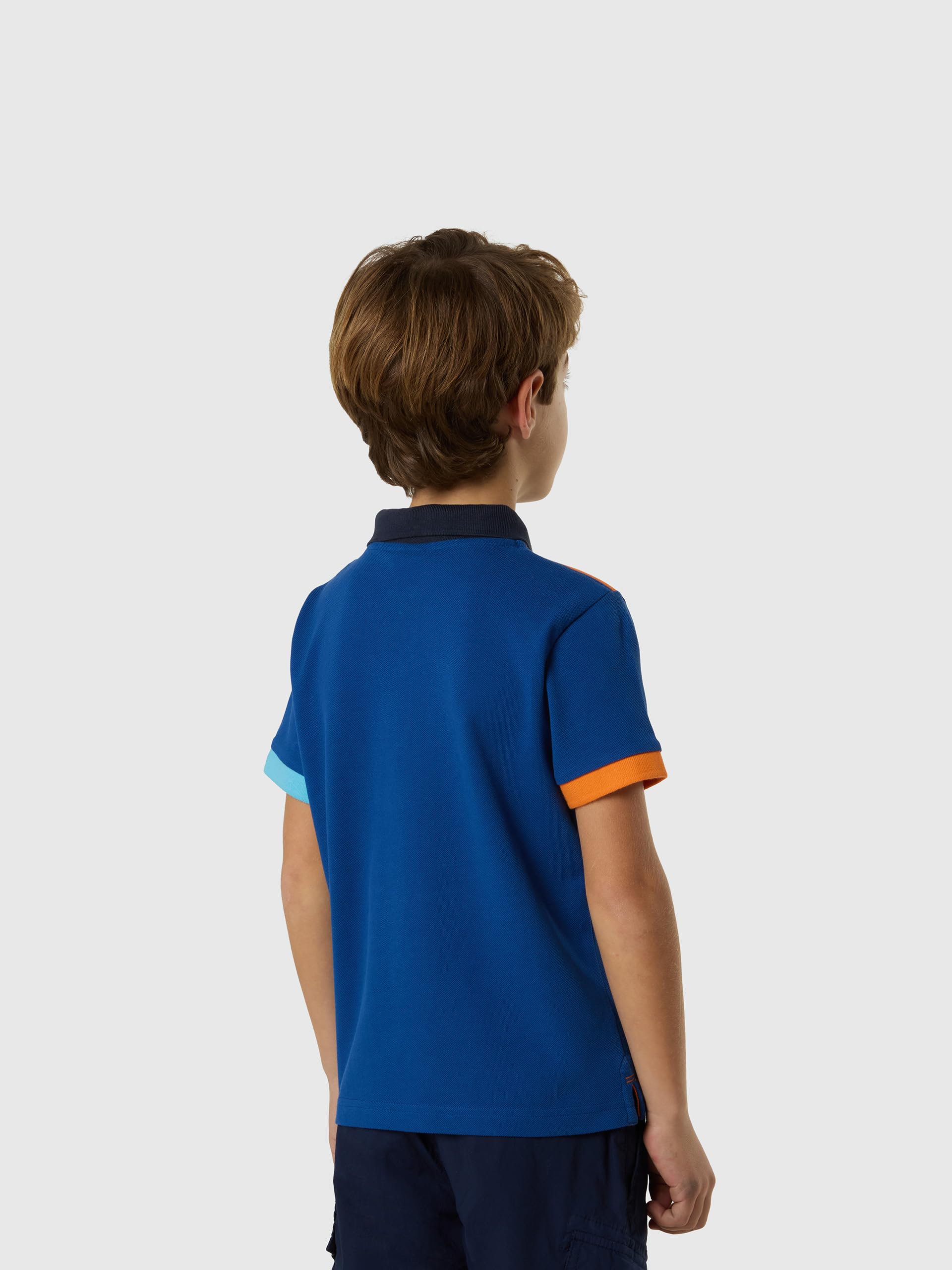 NORTH SAILS Polo Bambino in piqué di Cotone Bio con Profili a Contrasto
