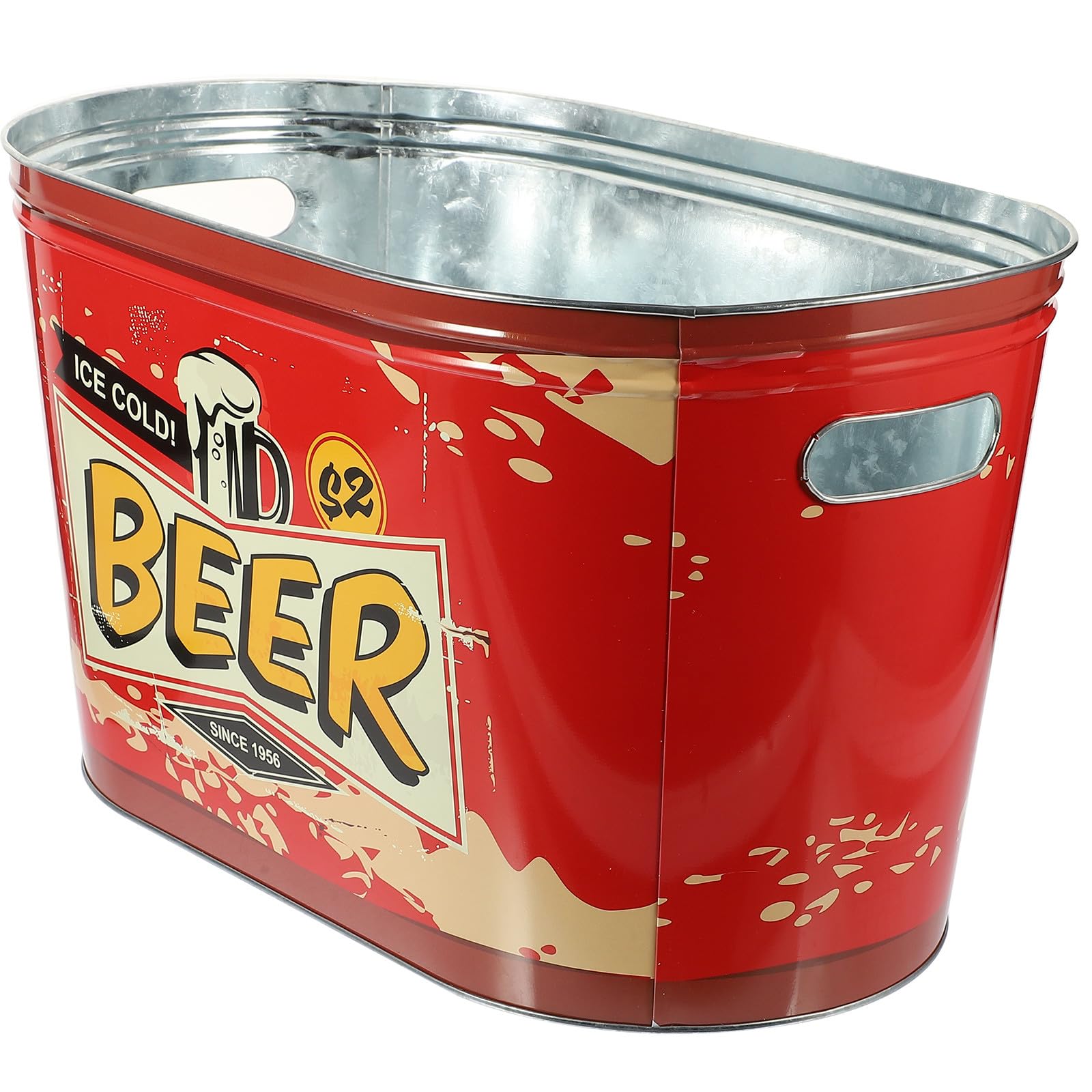 Seau à glace rouge pour bouteille de vin seau en fer de table