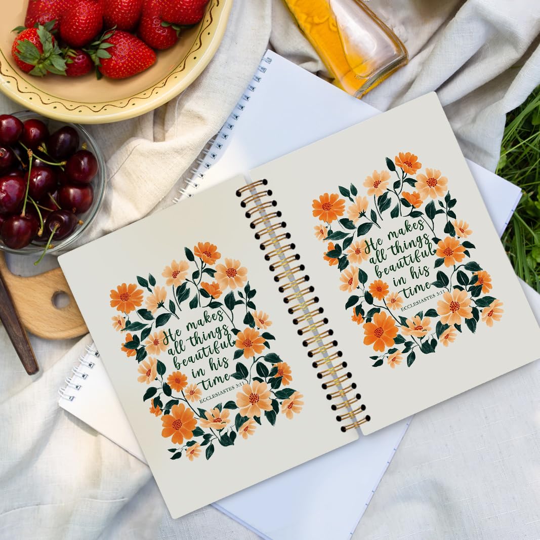 dvhdajed Christian Ecclesiastes 3 11 Spiral Notebook, Religious Floral Journaling Notebooks, Bible Verse Spiral Journal for Prayer, Christian Office School Supplies Gifts for Women Men, 5.5x8.3 Inch - Image 2