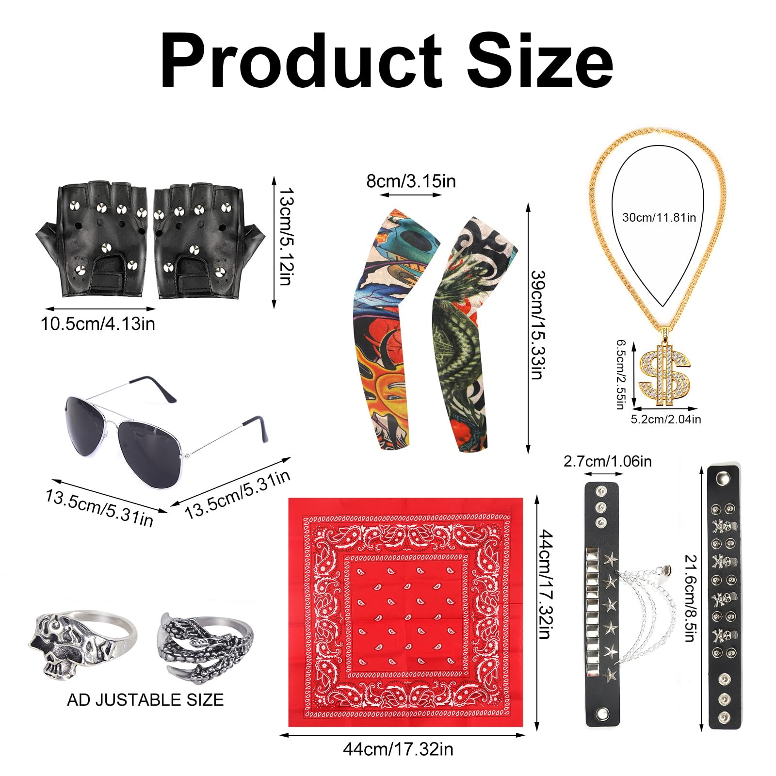 FASBET 11Pcs Rock Star Heavy Metal Set Rock Star Fancy Dress Kids