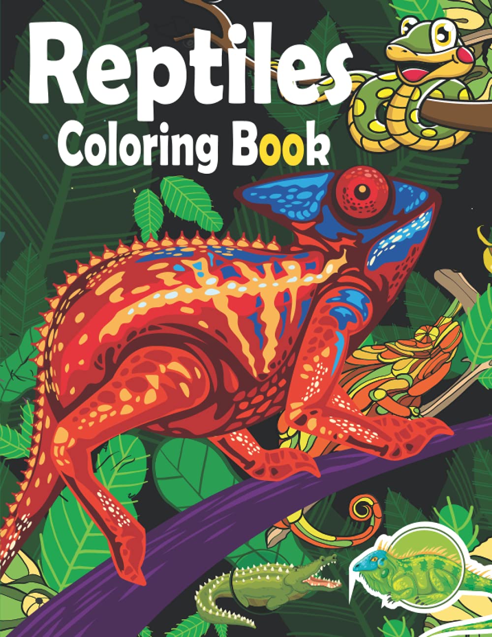 Reptiles Coloring Book: Coloring Book for Kids Ages 4-8 ( Snack, Turtle ...