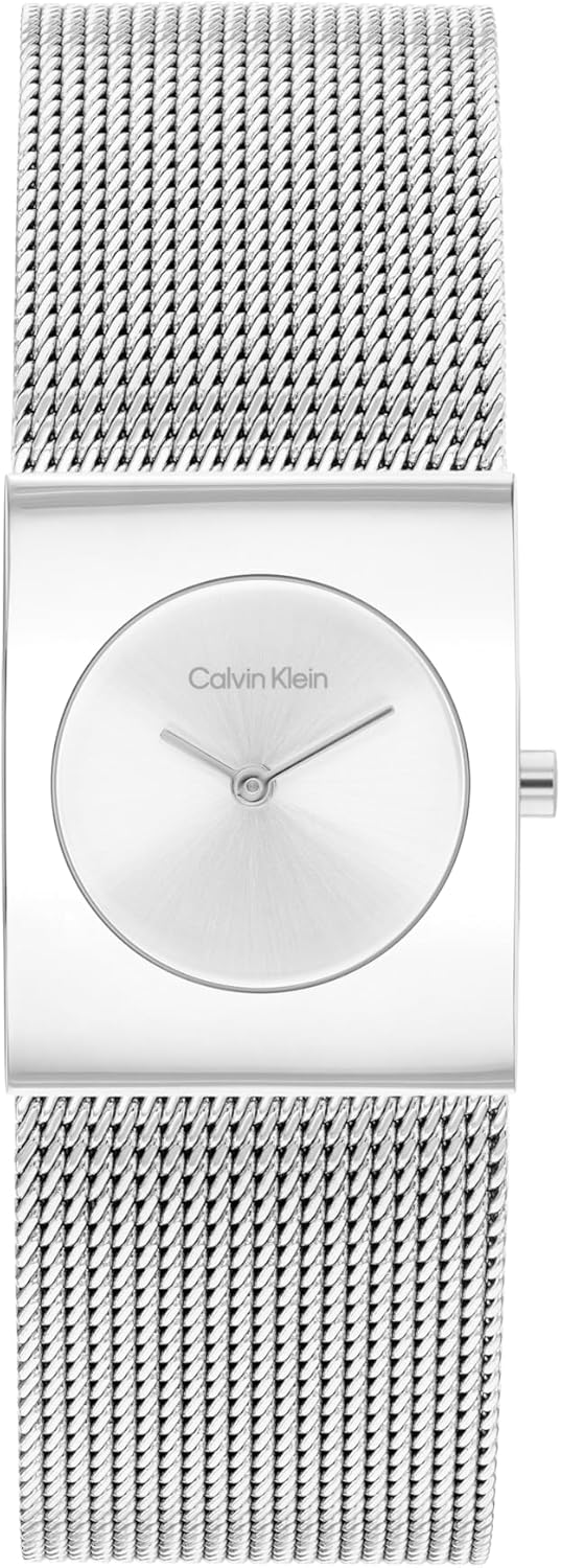 Calvin Klein Women’s CK Pulse Stainless Steel Watch – 21mm Geometric Case, Mesh Bracelet, Petite Iconic Style - Gift for Her