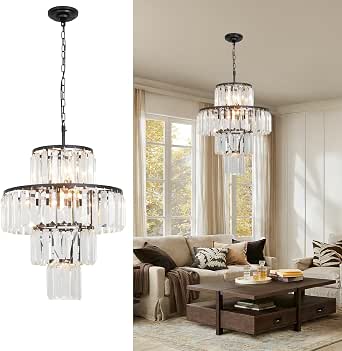Amazon.com: GMlixin Modern Crystal Chandelier,7-Light Black 14 Inch | 4 ...