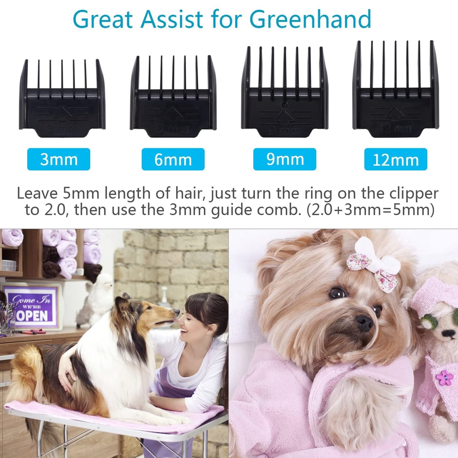 Cortapelos para Mascotas Maquina Cortar Pelo Perros Profesional,Inalámbrico Y Recargable, Kit De Aseo para Perros Cortapelos,Cortador De Pelo para Perros Gatos con 4 Peines Guía