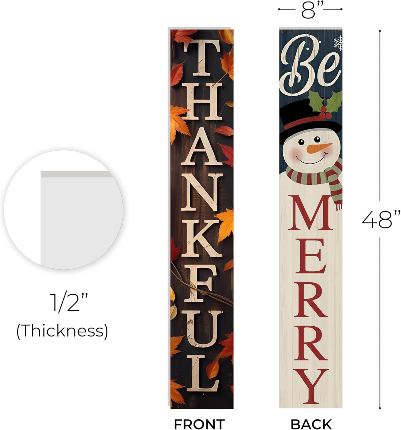 48x8" Personalized Double Sided Porch Sign for Christmas and Thanksgiving, Welcome Sign for Front Door, Interchangeable Holiday Sign for Outdoor, PVC, p1 (Non-Custom 3, Non-Custom)