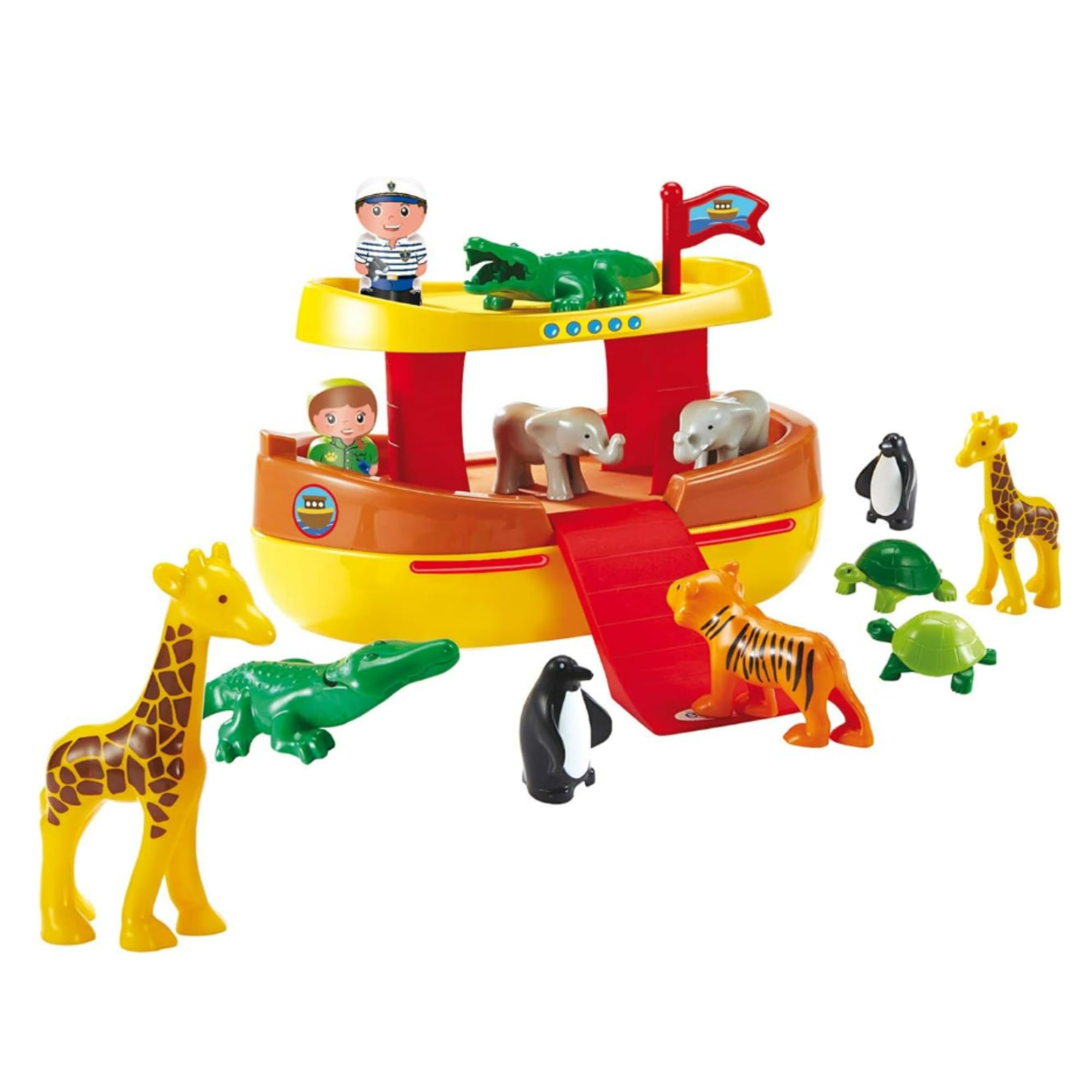 Jouets Ecoiffier - 3007 - L'Arche de Noé - 2 Personnages + 11 Animaux - Abrick - Dès 18 Mois - Fabriqué en France