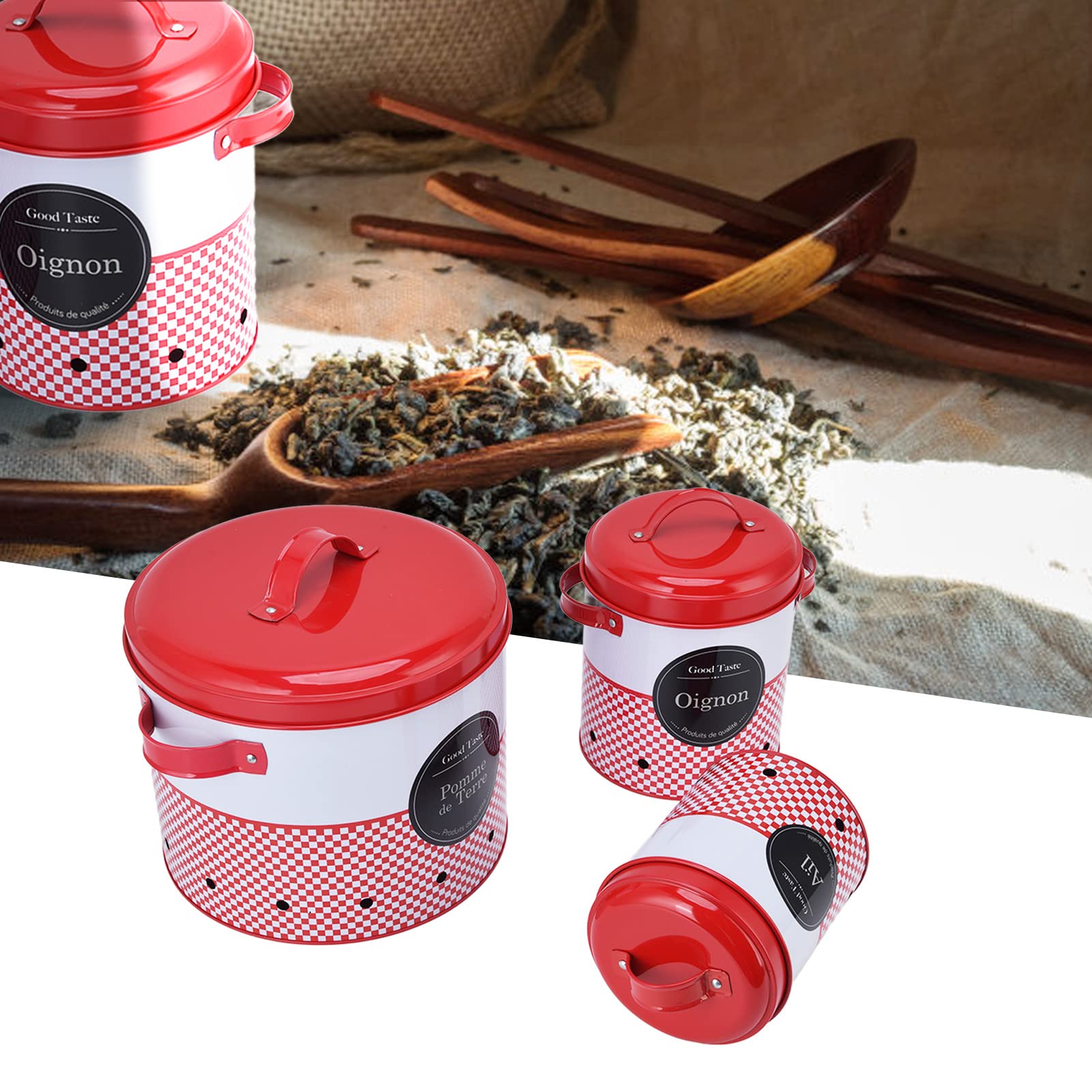 赤と白のキャニスターセット Amazon｜Topyond ファームハウススタイル キャニスターセット 3