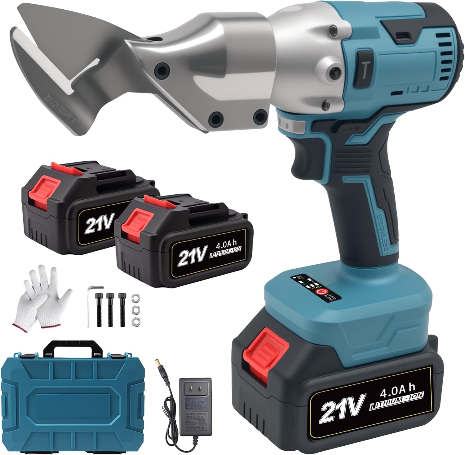 Cordless Metal Shears with 2×4.0Ah Battery, Brushless 14GA Steel Cutter, 360° Rotating Head & 221 Ft-Lbs Torque for Stainless Steel, Iron, Carpet, Leather