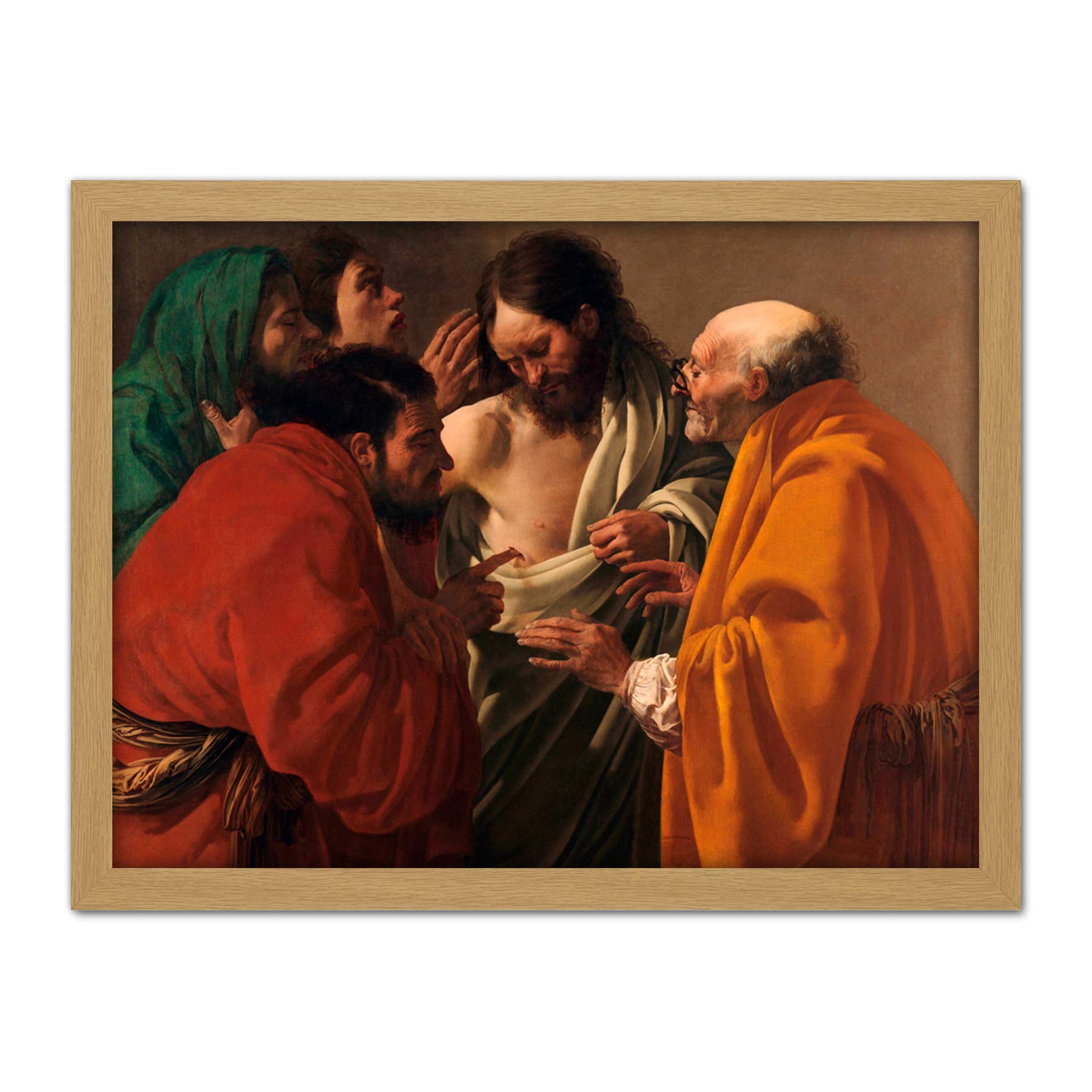 Artery8 Ter Brugghen The Incredulity Of Thomas Painting Artwork Framed Wall Art Print 18X24 Inch