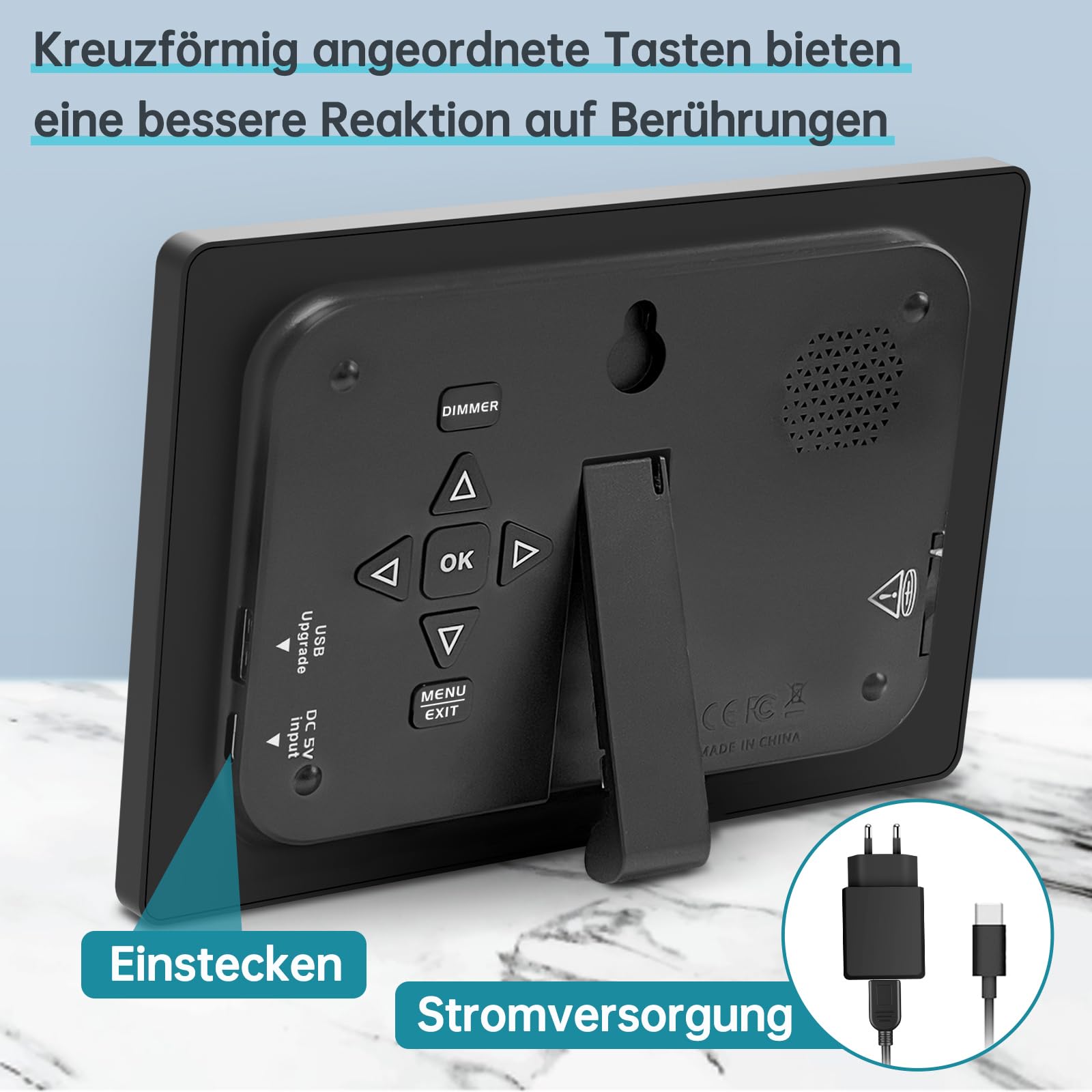 WallarGe Digitaler Demenz Uhr Großes Display für Senioren, Plug in elektrische Datum Tag der Woche Kalender Uhr 20 Erinnerungen 3 Klingeltöne 10 Stufen Lautstärke, Auto DST (7 Zoll,Schwarz)
