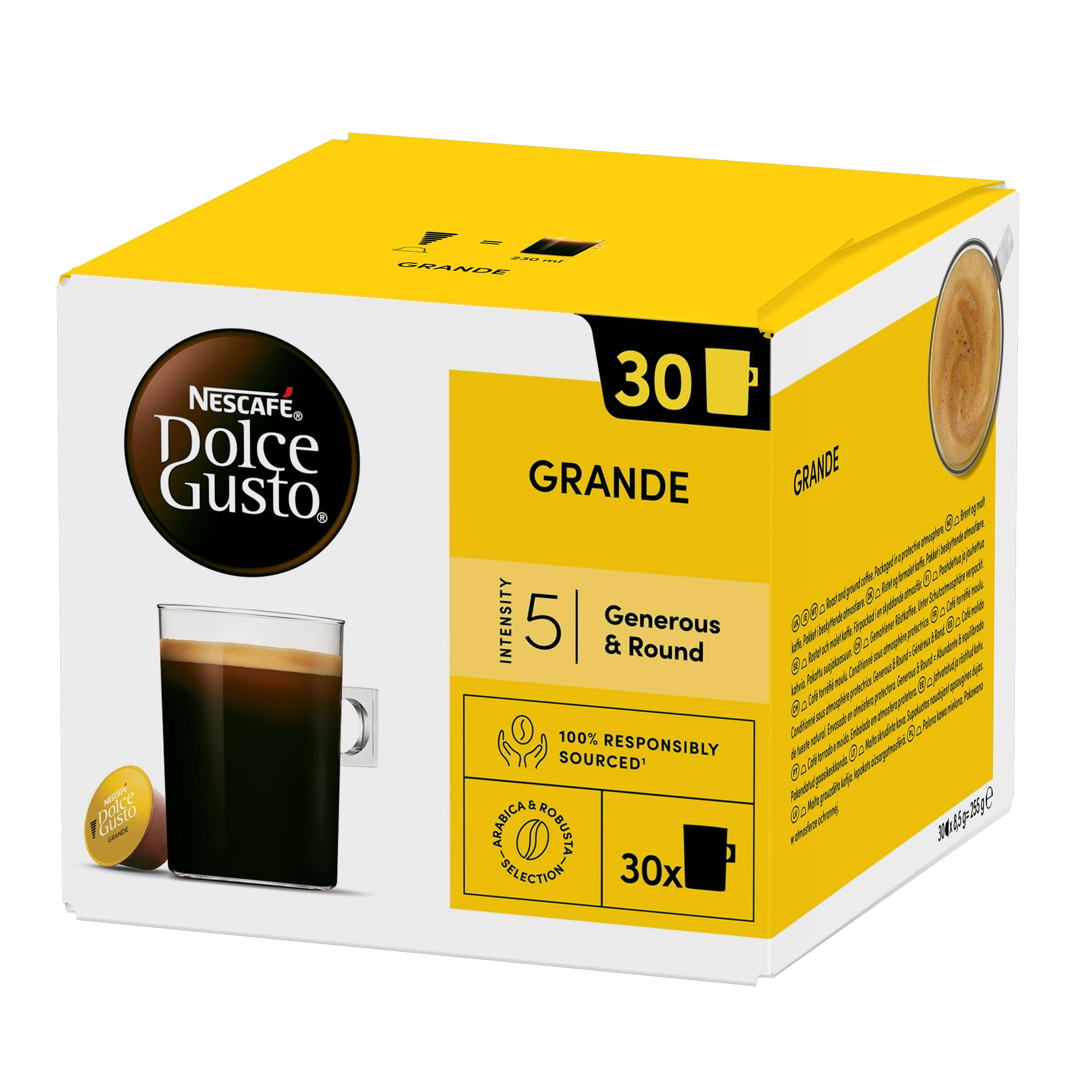 NESCAFE DOLCE GUSTO Grande - Café Capsule - Intensité 5 - Mélange Arabica & Robusta - 90 Capsules (3 Boîtes x 30)