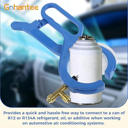 Miniatura 6 de gohantee R134A Can Tap, 3 en 1 Montaje Lateral Can Tap Valve, 14 '' SAE 12 '' Rosca Can Tap para R12 R22 R134a Car AC Refrigerant Manifold System