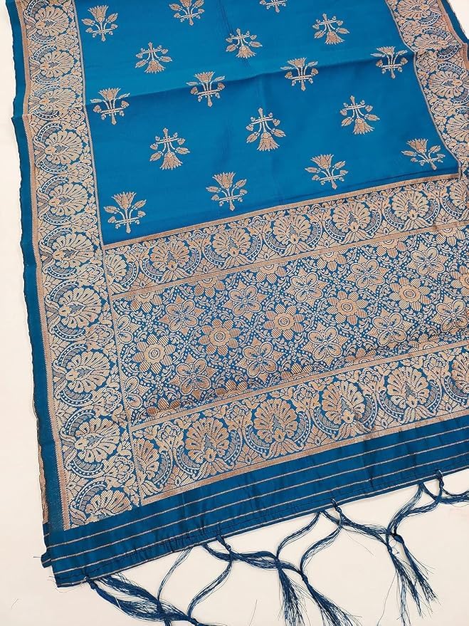 Image of Women's Banarasi Silk Unstitched Salwar Suit Dress Material with Dupatta, Unstitched Salwar Suit Set with Dupatta, Salwar Material for Women, Salwar Material for Women Unstitched