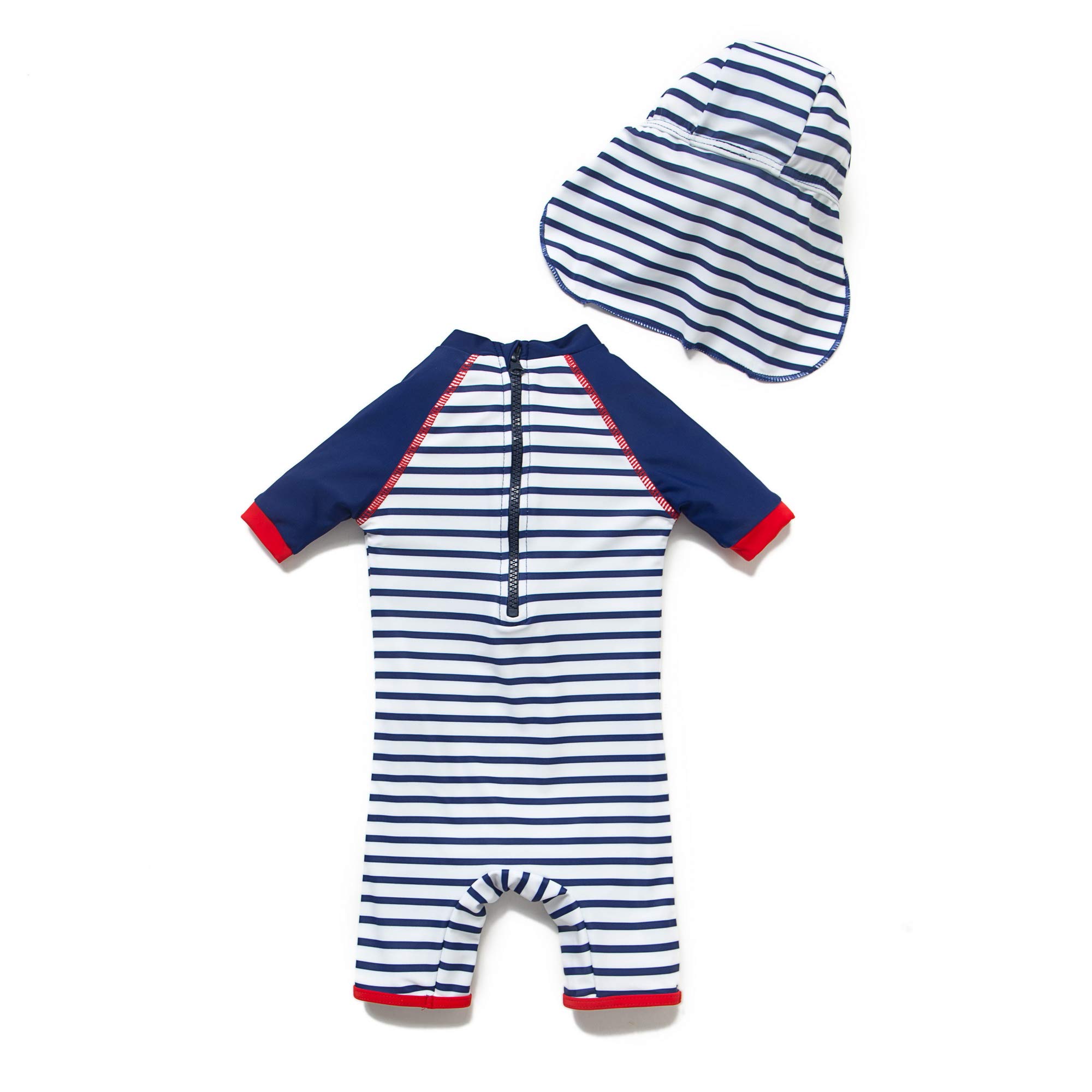 BONVERANO Maillot de Bain bébé garçon Une pièce à Manches Courtes Protection UV 50+ Maillots de Bain avec Fermeture éclair