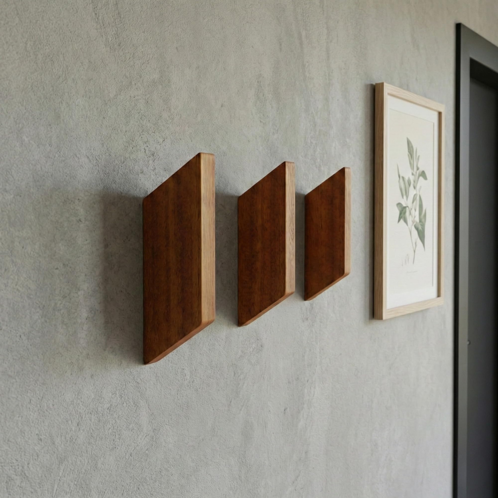 Generisch Moderner Kleider- und Handtuchhalter für Eingangsbereich, Badezimmer, Schrank – moderne Wandhalterung, 3 Stück, Eingangs-Organizer, Wandhaken (Iroko (Afrikanisches Teak)