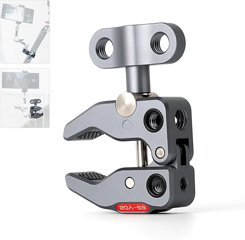 Miniatura 1 de VILTROX Super Clamp ES-V02 Soporte de abrazadera de cangrejo con orificios roscados de 14 de pulgada y 38 pulgadas, montaje de abrazadera en forma