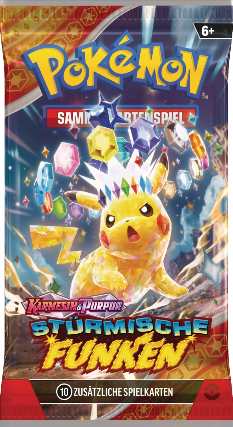 Pokémon-Sammelkartenspiel: Boosterpack-Display Karmesin & Purpur – Stürmische Funken (enthält 18 Boosterpacks)