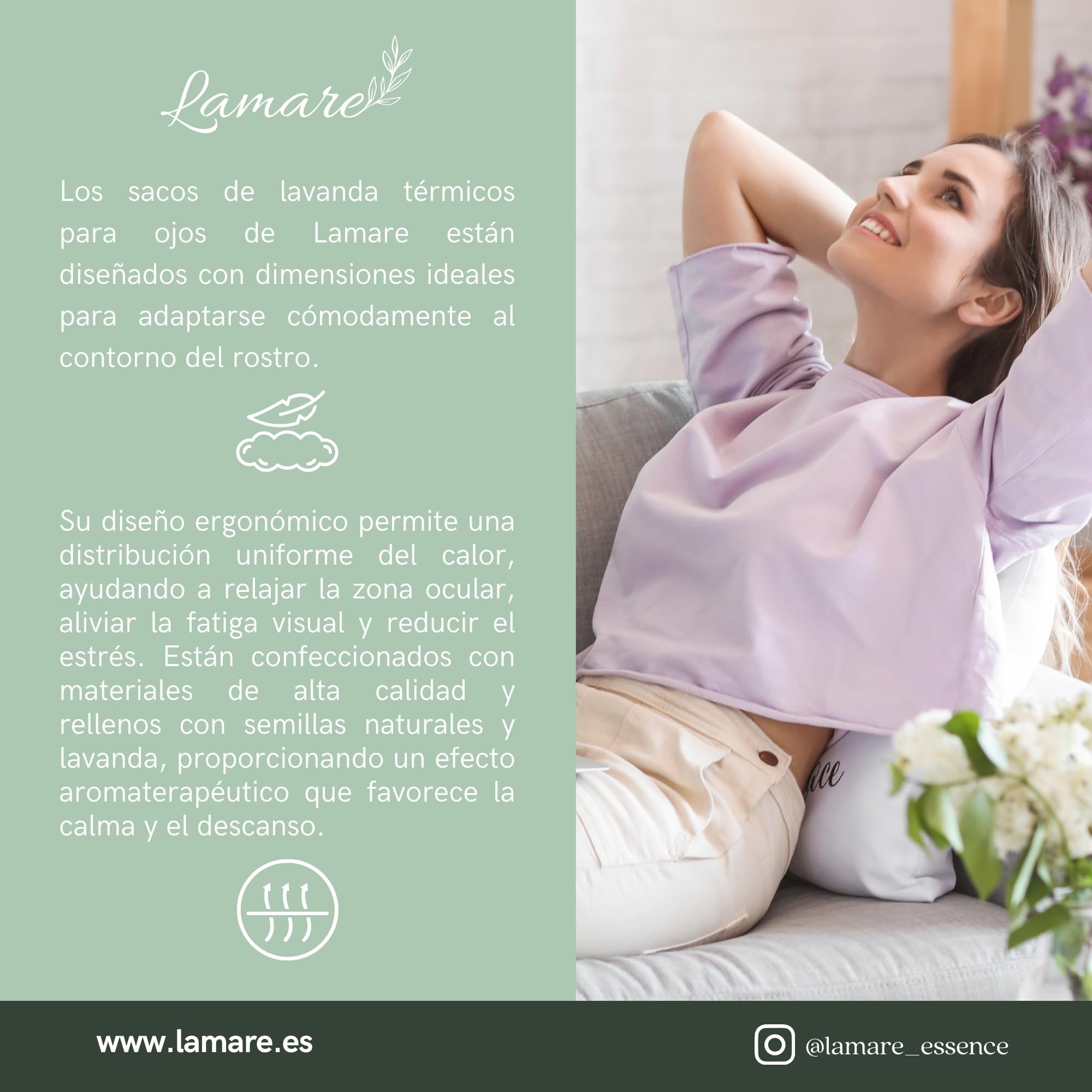 LAMARE Saco Semillas Microondas de Trigo y Lavanda 24 x 8 cm Funda Lavable 100% Algodón - Cojín Térmico Para Ojos Terapia Frío y Calor y Cólicos Bebe. (Rosas Crudo) Saco de Semillas Para Microondas.