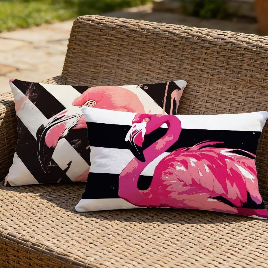 Housse de coussin extérieur 40x80 cm imperméable rectangulaire rose M-P271 - 2