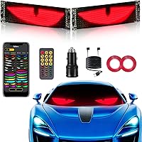 AVVKED 2pcs LED Devil Eyes for Car Windshield - 13.7x4" Programmable Animated Lights, Waterproof Flexible Matrix Panel w/ APP & Remote for Trucks SUVs