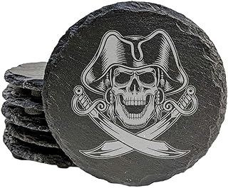 30+ Home Bar Designs With Unique Pirate-Themed Decor 14 Ahoy, Matey! Skull & Crossbones Coasters: Spooky Fun for Pirates & Landl...