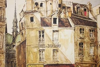 藤田嗣治 リトグラフ 魅せられし河より「サンフィリップ教会」75部限定 3/75 チャリティ入札会：藤田嗣治「魅せられし河：サン・フィリップ教会