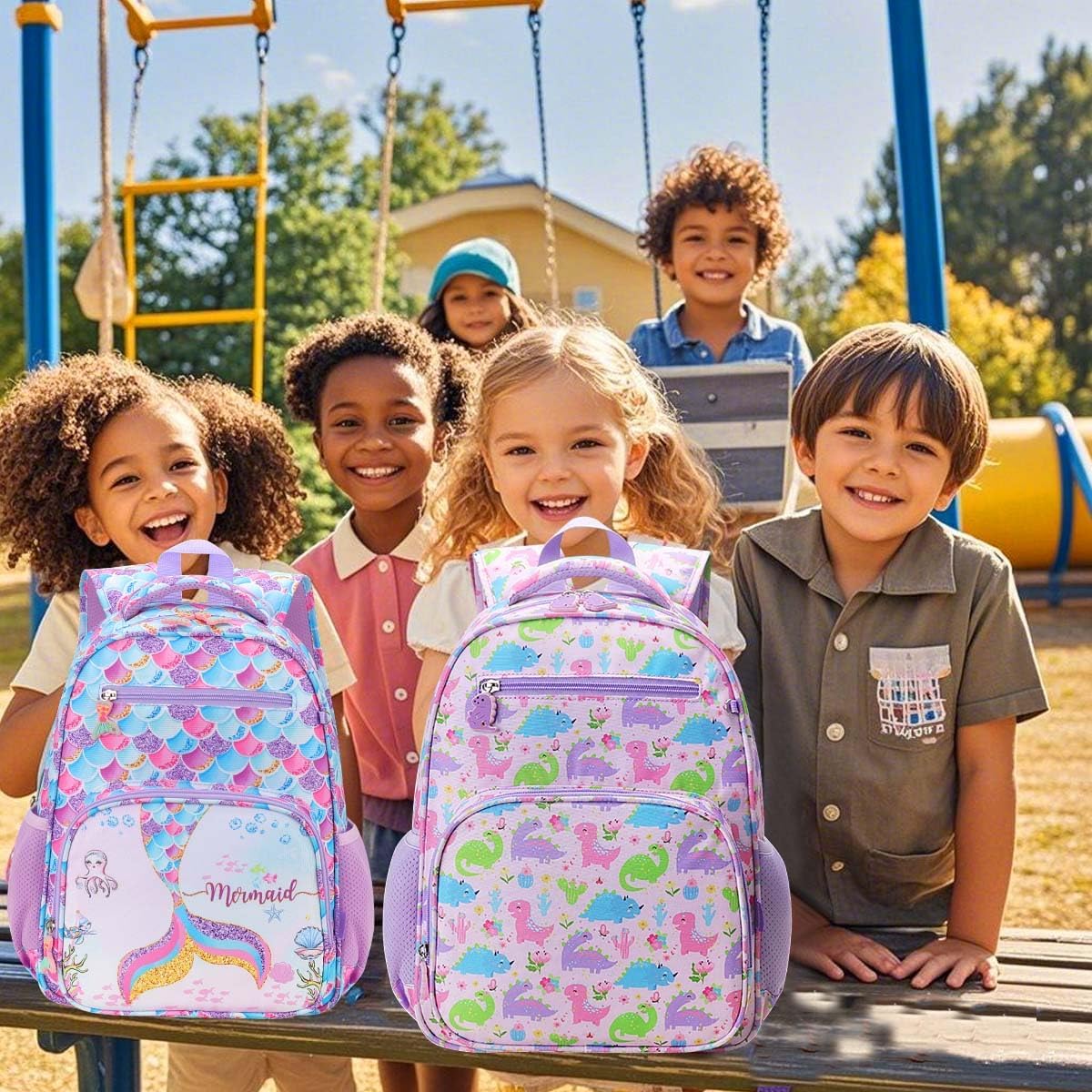 RHCPFOVR Kids Backpack for Girls - Girls Backpack 3-8 Ages Dinosaur for Kids 15 Inch School Bookbag for Kindergarten Elementary School Bookbag for Girl 1st 2nd Grade - Image 9