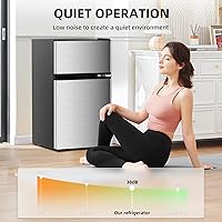 Vista 7 de Antarctic Star - Refrigerador compacto con congelador, mini refrigerador de 2 puertas, estante ajustable, termostato ajustable, para dormitorio