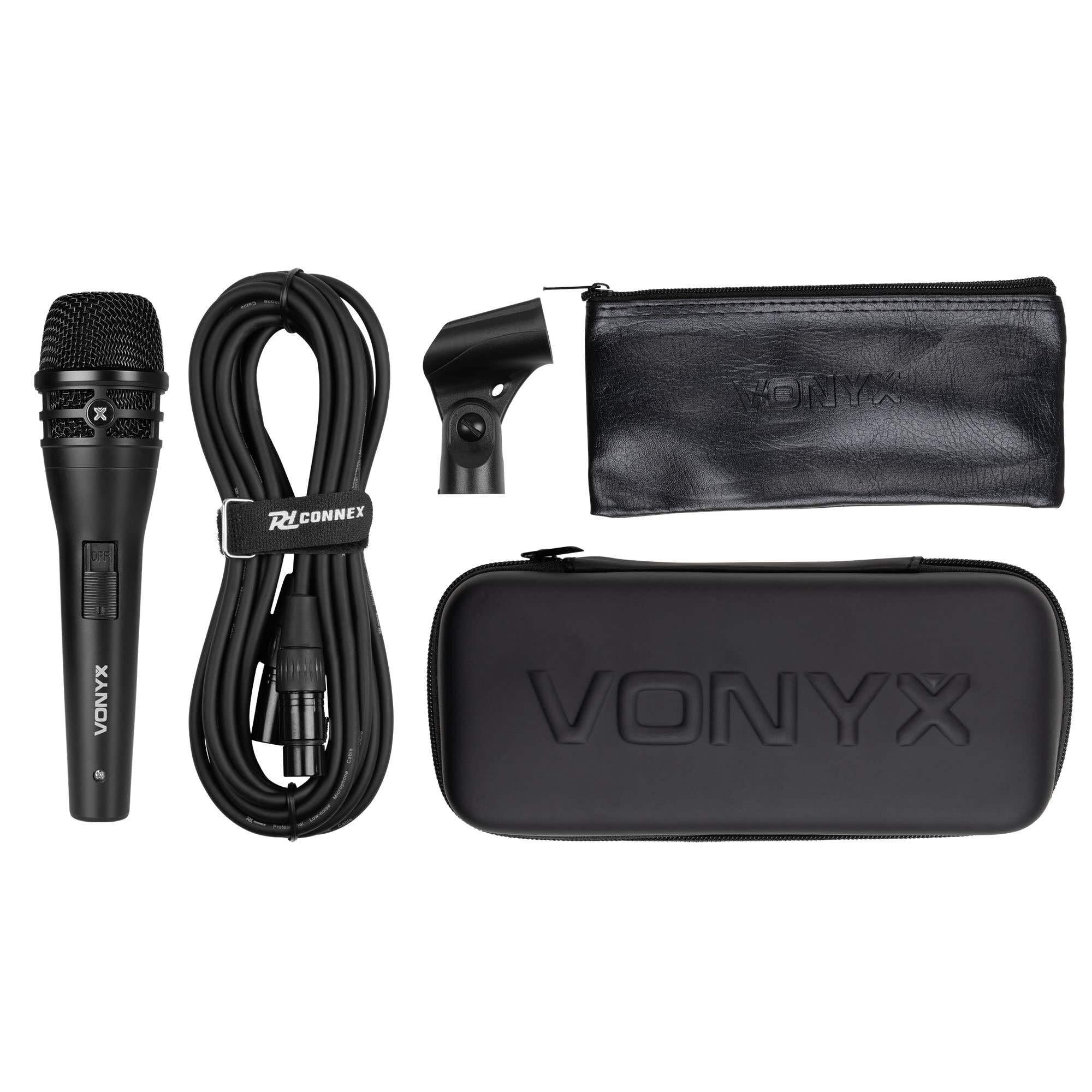 Vonyx VDM09 Kondensator Mikrofon zum Singen, für Podcast & Instrumente – XLR Mikrofon mit 5 Meter Kabel & Case – Professionelles Studio Microphone mit Popschutz, Phantom 12–48 V - Schwarz