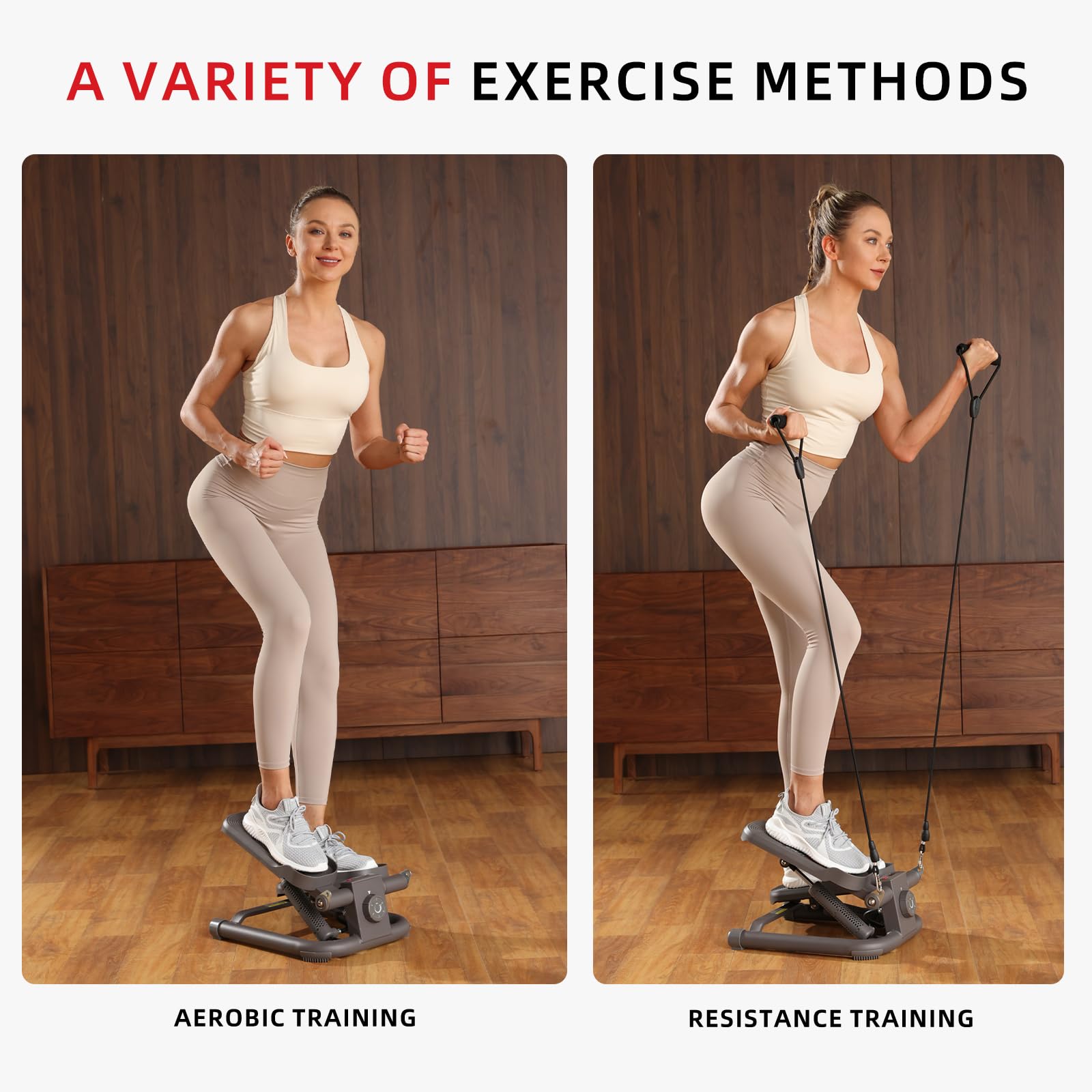 DHT, Stepper per scale con fascia di resistenza e conteggio calorie, mini stepper per esercizi, salute e fitness, per esercizi di fitness, ufficio, attrezzatura per allenamento a casa