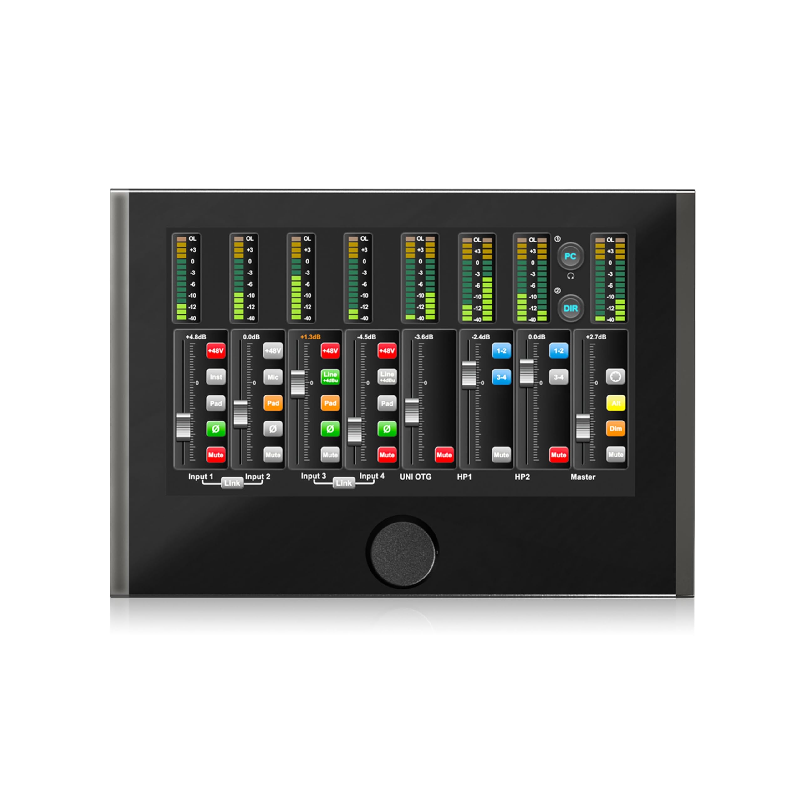 Icon Pro Audio Touch 8 - Interfaz de audio USB de 12 × 12 con pantalla táctil de 10 pulgadas, 4 entradas de micrófono/línea y ADAT para grabación de estudio
