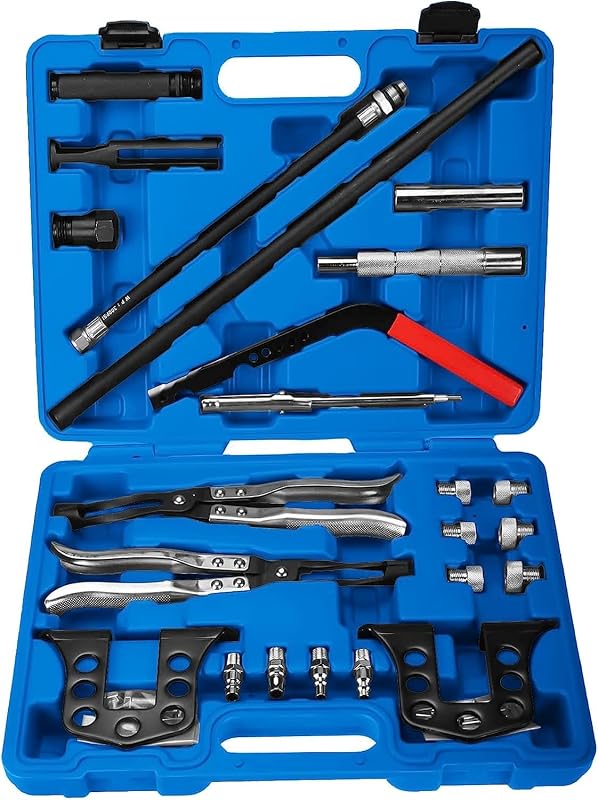 FreeTec 25 Részes Univerzális Szelepprés Összenyomó Szerszám Készlet 8-16-24mm Szelepszár Tömítés OHV OHC Motorokhoz