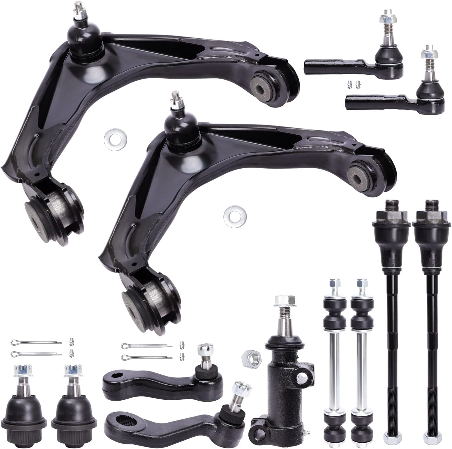 LCWRGS 13pcs Front Suspension Kit Upper Control Arms with Ball Joint Replacement for Chevy Silverado GMC Sierra Yukon 1500 2500 3500 HD Hummer H2 (8-Lug Models Only)