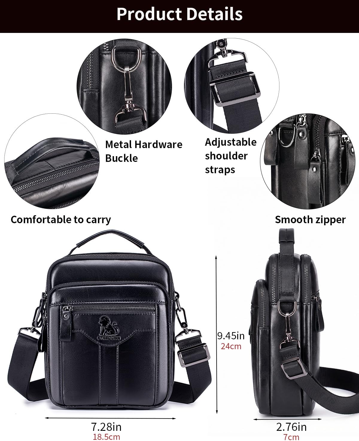 Premium Leather Men's Crossbody -Organized Storage & Durable,Stylish for Daily Carry