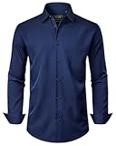 Men's Dress Shirts Stretch Long Sleeve Formal Shirt Solid Business Casual Button Down Shirts for Wedding Prom