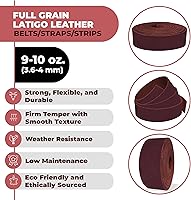 Vista 2 de ELW 9-10 oz (0.142-0.157 in) Latigo Cinturón de cuero Grado Correas y tiras Tamaño: 1.25"x72" (3.2x183cm) Borgoña Cuero de vaca de grano